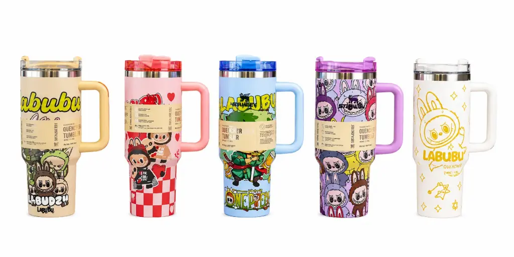 LABUBU PRINTED STAINLESS STEEL TUMBLER (1200 ml ) | Stainless Steel | Insulation Suitable | Comfort Grip Handle and Straw