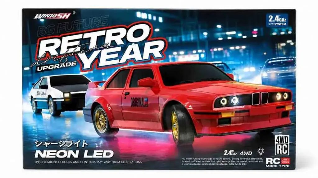 RETRO DRIFT 4WD RC CAR | Led Headlights | Smooth Drifting Perfomance | Includes Drift Tires And Accessories