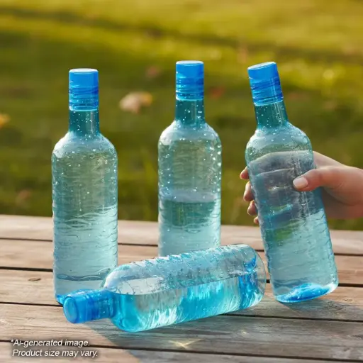 blue plastic waterbottle